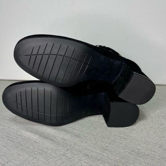 Cole Haan Black Suede Leah Bootie Lace Up Block Heel New 10 - Picture 9 of 11